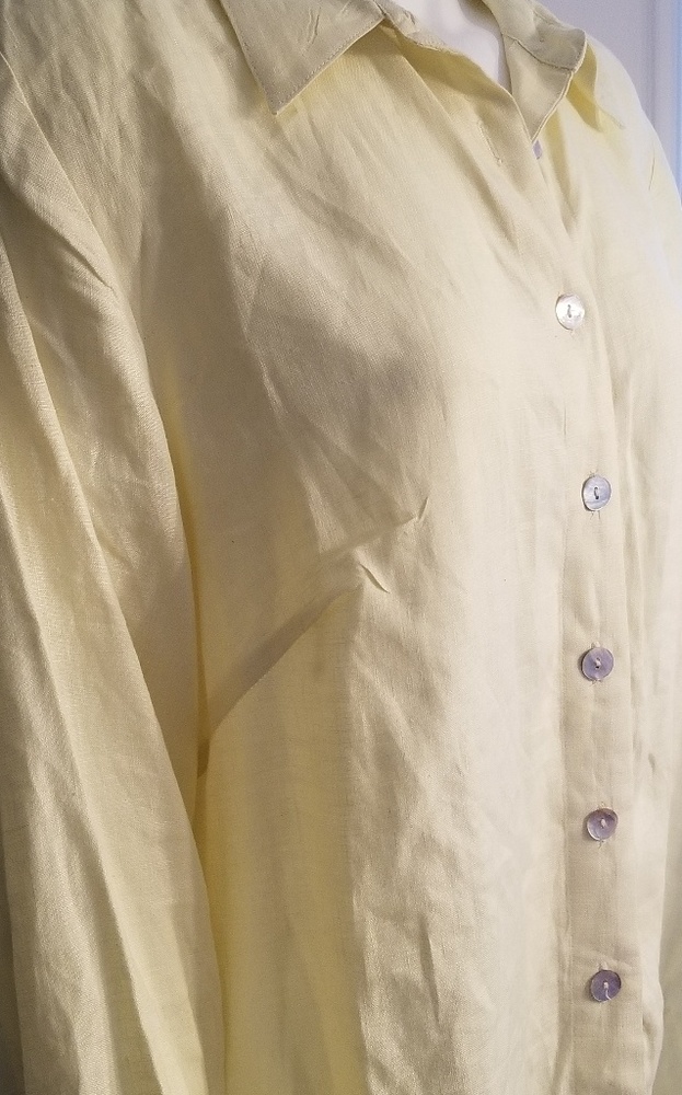 100% Linen Plus Size Button Down Blouse - image 3